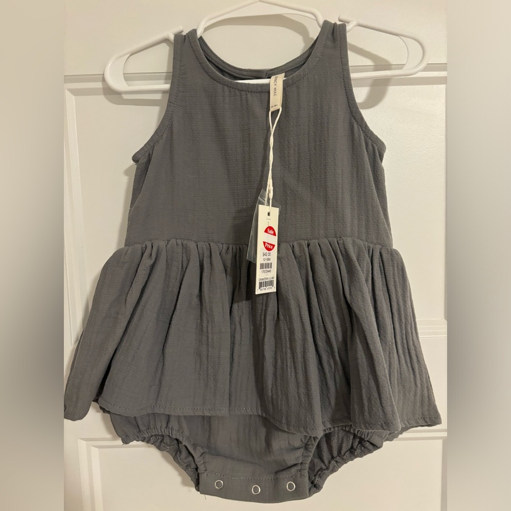 Quincy Mae Gray/Blue Baby Onesie Dress